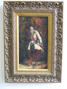 225x300 Musketeer Old Oil On Canvas, Painting After Meissonier Ebay - Musketeer Painting