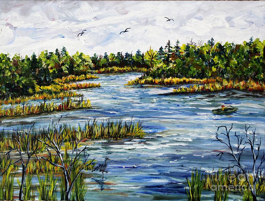 900x683 Lake Musky Painting By Linda Steine - Musky Painting