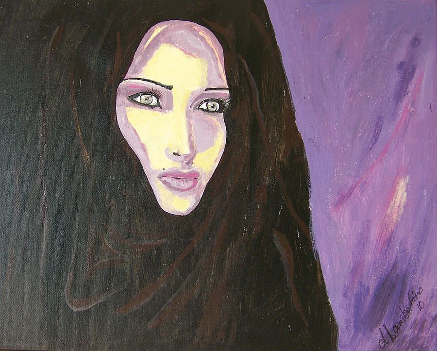 900x723 Muslim Woman Painting By David Lambertino - Muslim Woman Painting