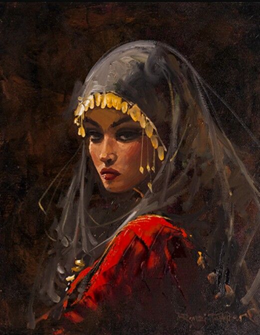 521x671 A Lady In Traditional Muslim Dress. Artist Remzi Art - Muslim Woman Painting