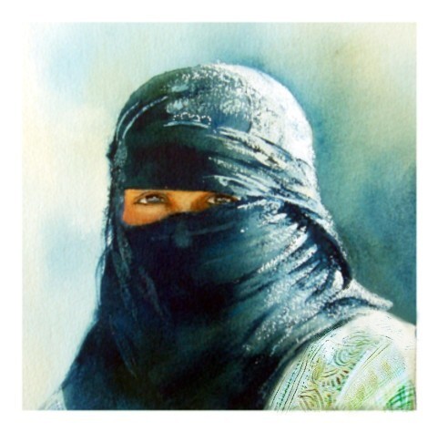 481x474 Bedouin Lady - Muslim Woman Painting