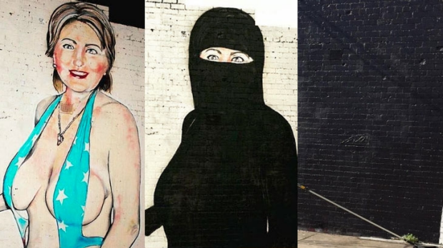 620x348 Clinton Mural That Became - Muslim Woman Painting