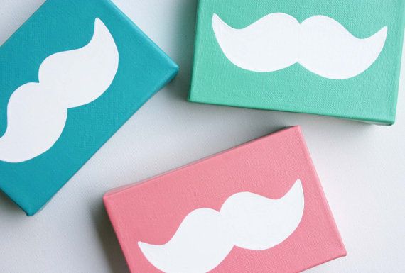 570x385 Peach, Coral Pink Mustache - Mustache Painting