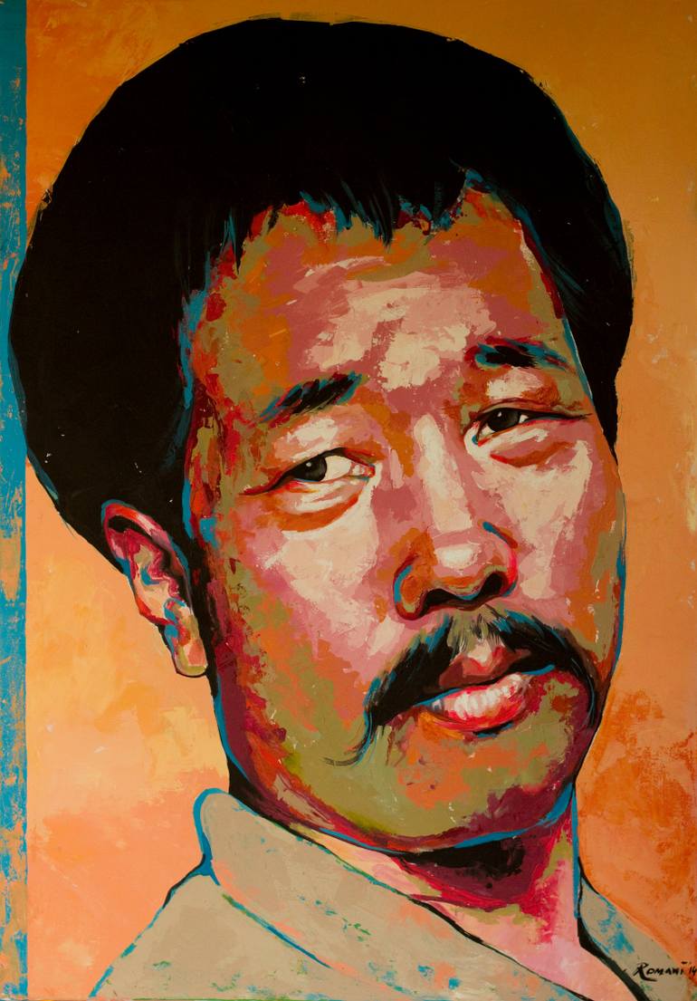 770x1105 Saatchi Art Chinese With Mustache Painting By Marianna Romani - Mustache Painting