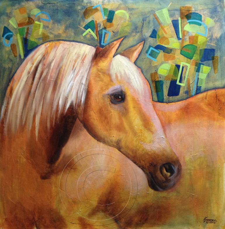 770x782 Saatchi Art Palomino Horse Painting By Dania Sierra - Mustang Horse Painting