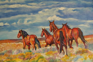 323x214 Western Horse Gallery - Mustang Horse Painting