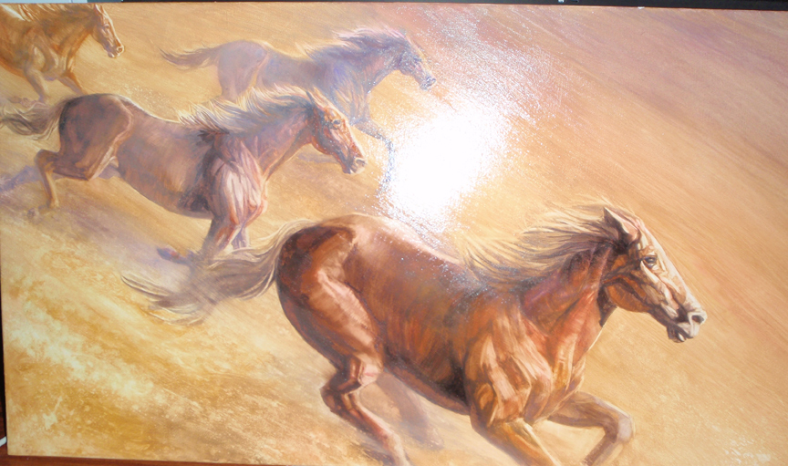 864x511 Born Wild Horses Painting Melody Owens Art - Mustang Horse Painting