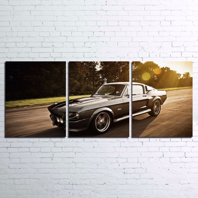 640x640 Modern Home Canvas Wall Art Decor Frame Pictures 3 Pieces Ford - Mustang Painting
