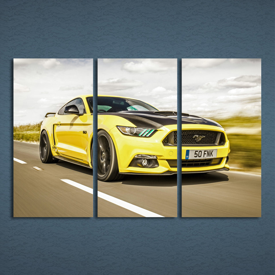 960x960 3 Panels Canvas Art Sports Car Ford Mustang Home Decor Wall Art - Mustang Painting