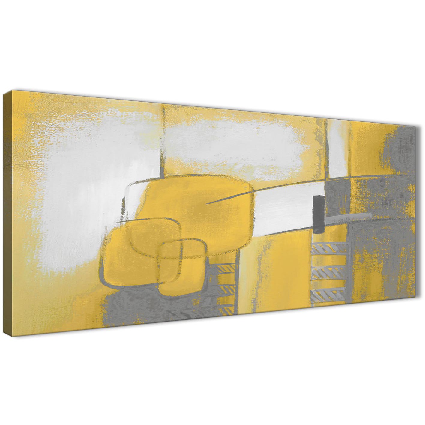 1417x1417 Mustard Yellow Grey Painting Bedroom Canvas Wall Art Accessories - Mustard Yellow Painting