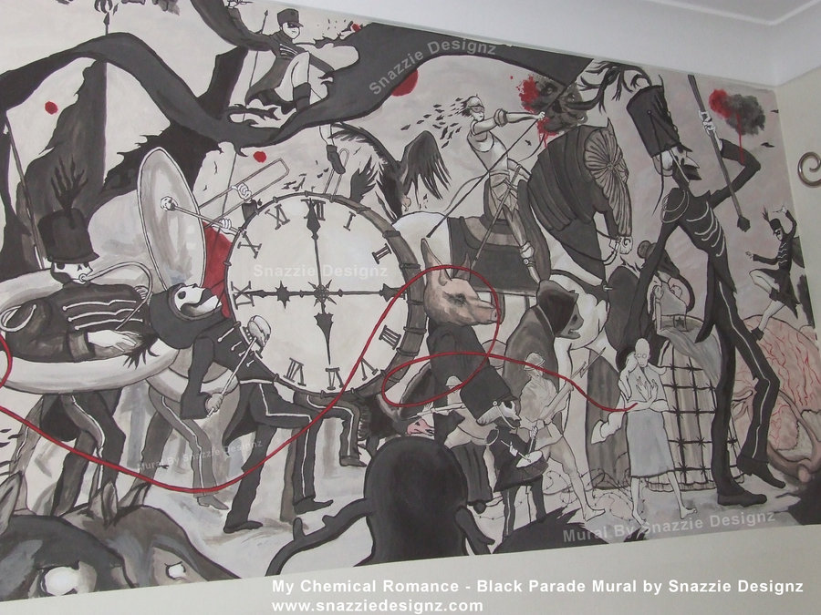 900x675 My Chemical Romance Black Parade Mural Closer Look By Snazzie - My Chemical Romance Painting