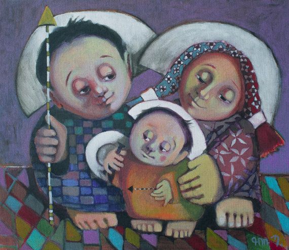 570x495 Kids Room Decor,large Painting The Family Of My Dreams,love,oil - My Family Painting