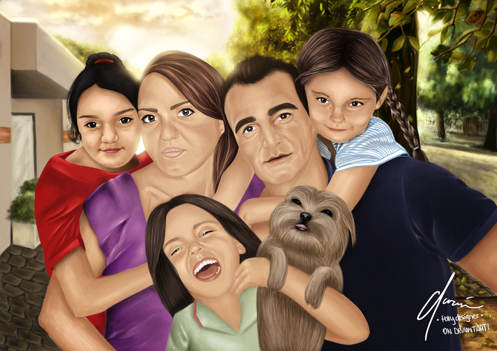 1024x724 My Family Photo Digital Painting By Hollydesigner - My Family Painting