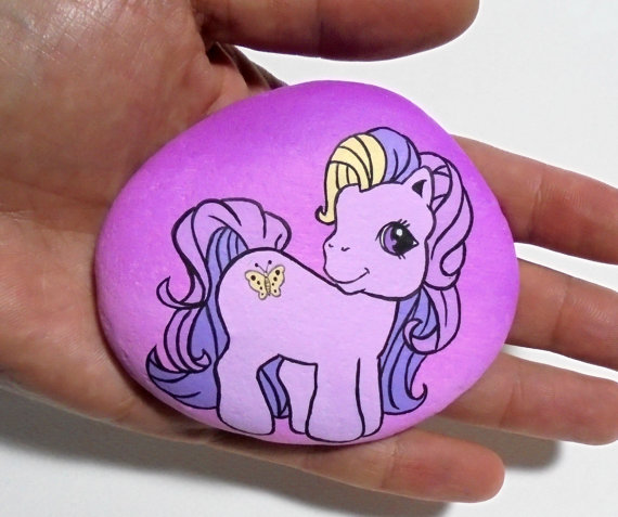 570x477 My Little Pony Hand Painted Stone Original Painted Stones - My Little Pony Painting