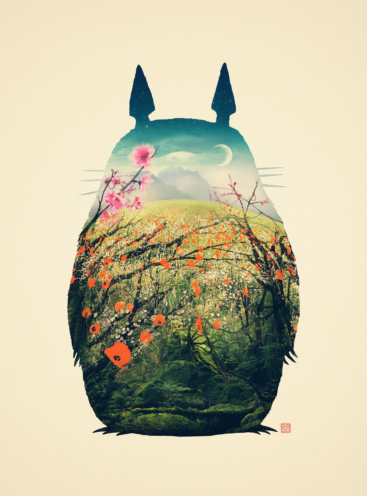 1280x1730 My Neighbor Totoro Art By Victor Vercesi Gart Geek Art - My Neighbor Totoro Painting