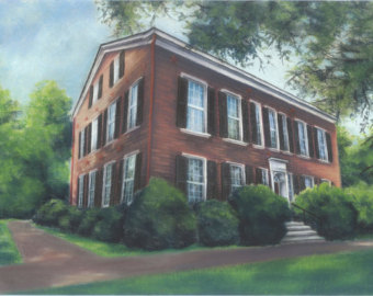 340x270 My Old Kentucky Home 11x14 Blue Map Print Unframed - My Old Kentucky Home Painting