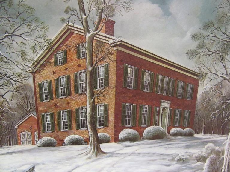768x576 Winter At My Old Kentucky Home Print - My Old Kentucky Home Painting