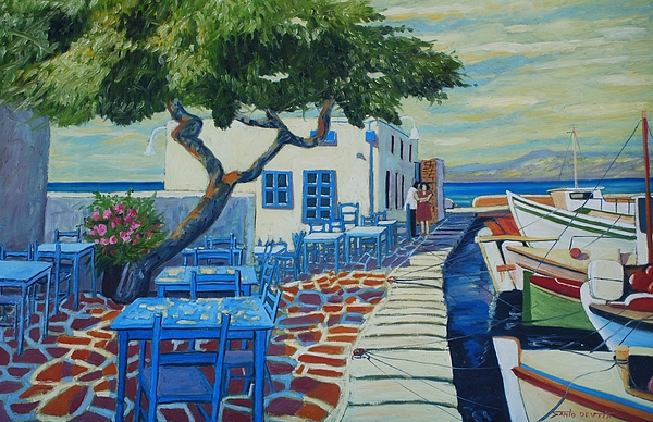 600x388 Mykonos Painting By Santo De Vita - Mykonos Painting