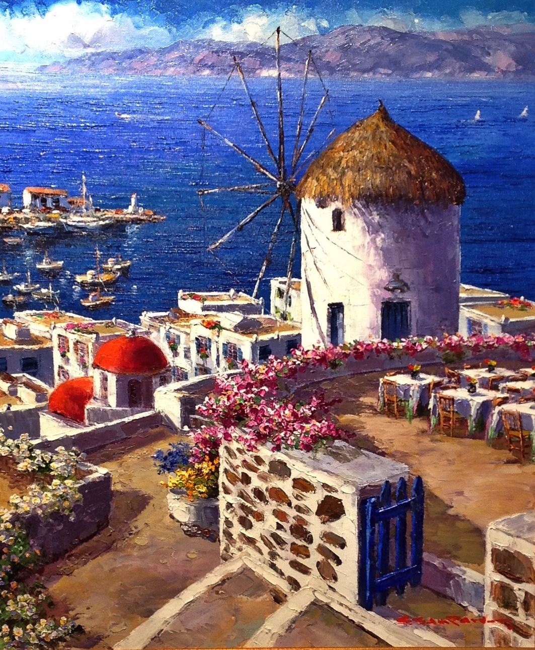 1063x1291 Mykonos Original Painting By Artist Sam Park Sam Park Art - Mykonos Painting