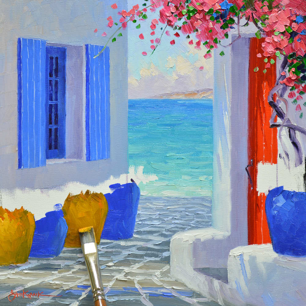 1000x1000 Primary Colors Of Mykonos Mikki Senkarik - Mykonos Painting