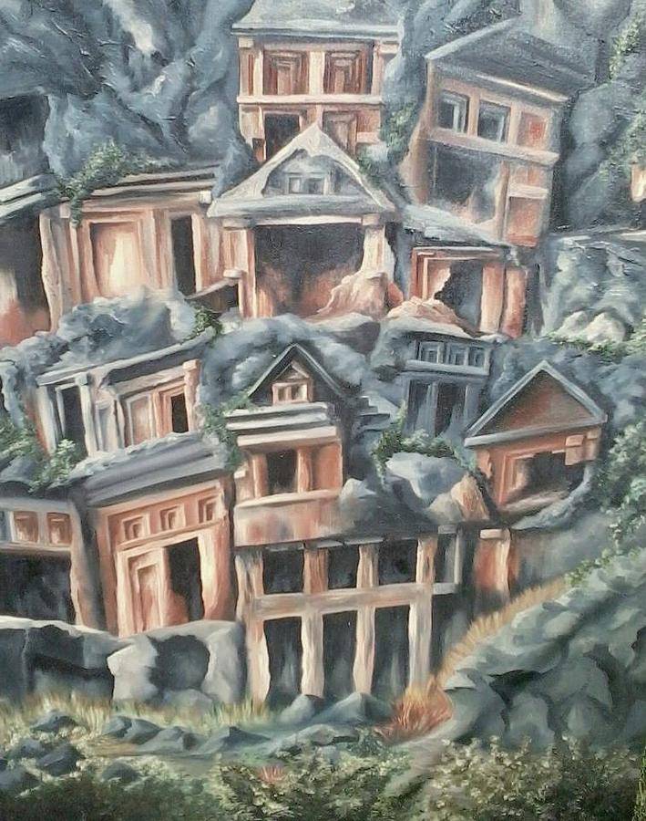 709x900 Myra Turkey Rock Tombs Painting By Pamela Pantuso - Myra Painting