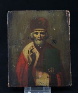 253x300 Antique 18th C. Orthodox Icon, St. Nicolas Of Myra, Painting - Myra Painting