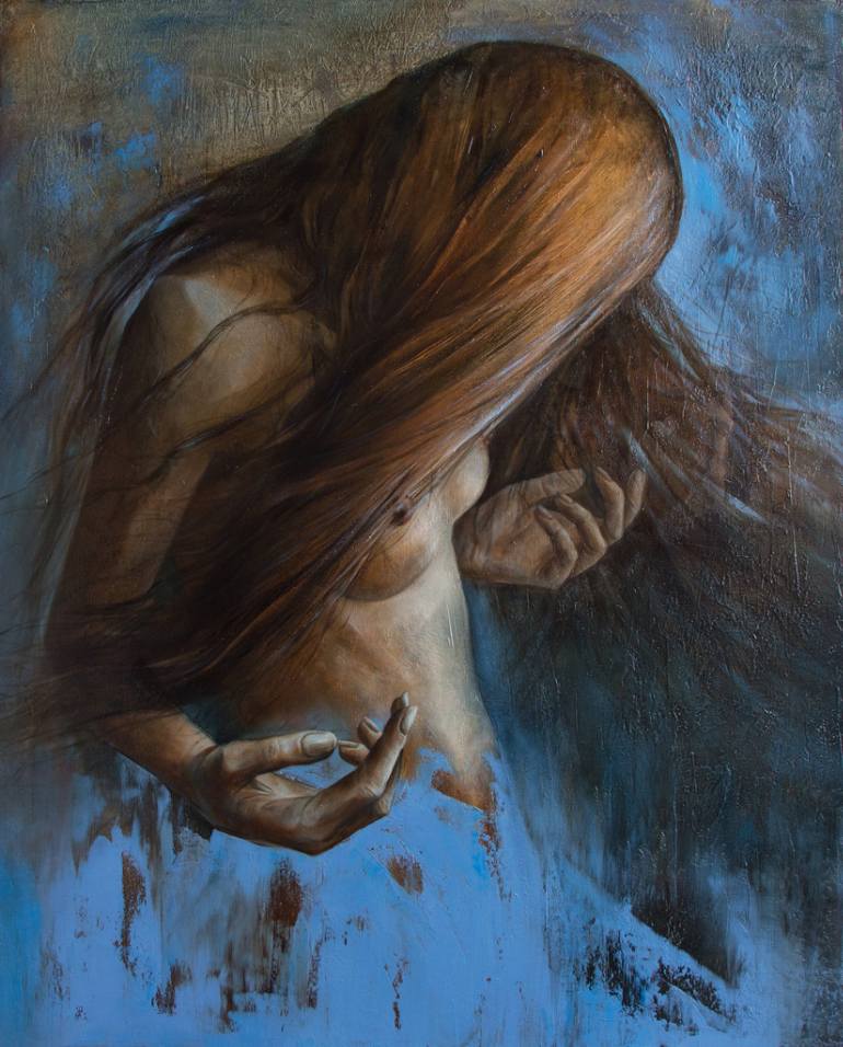 770x956 Saatchi Art Mysterious Girl Painting By Vasyl Kolodiy - Mysterious Painting