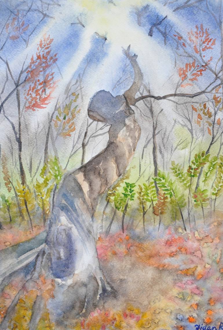 770x1141 Saatchi Art Mysterious Tree Painting By Fidan Rustamli - Mysterious Painting