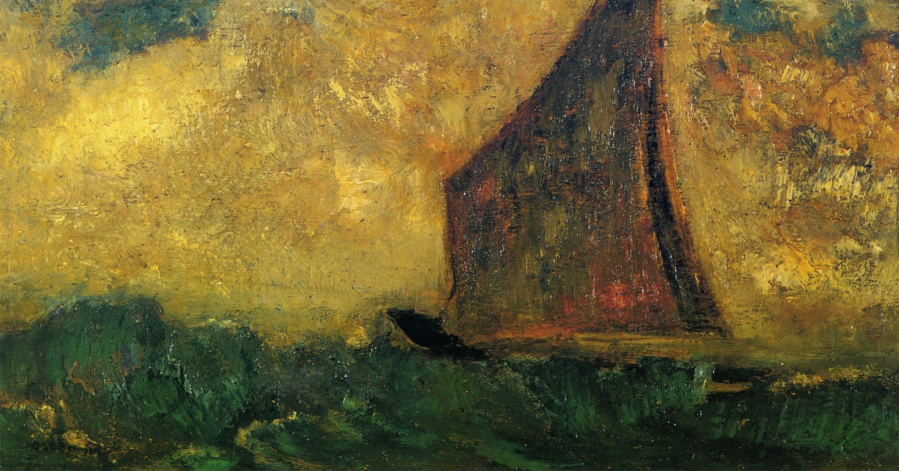 1291x676 The Mysterious Boat 2 Painting Odilon Redon Oil Paintings - Mysterious Painting