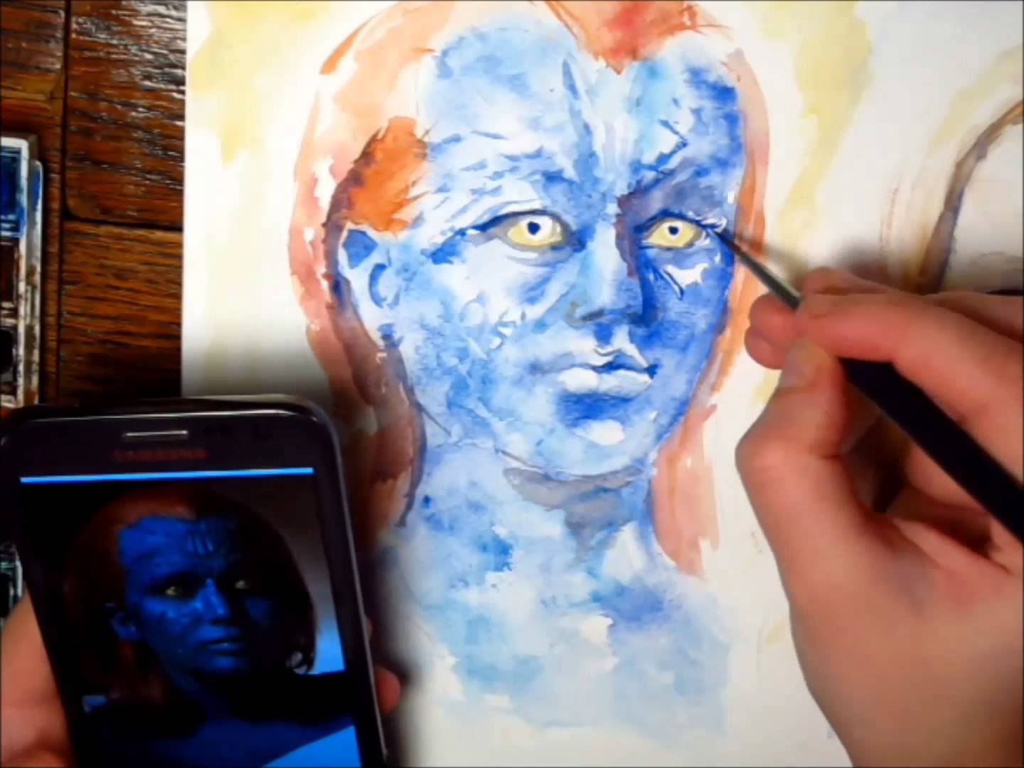 1440x1080 Watercolor Portrait Of X Men First Class Mystique - Mystique Painting