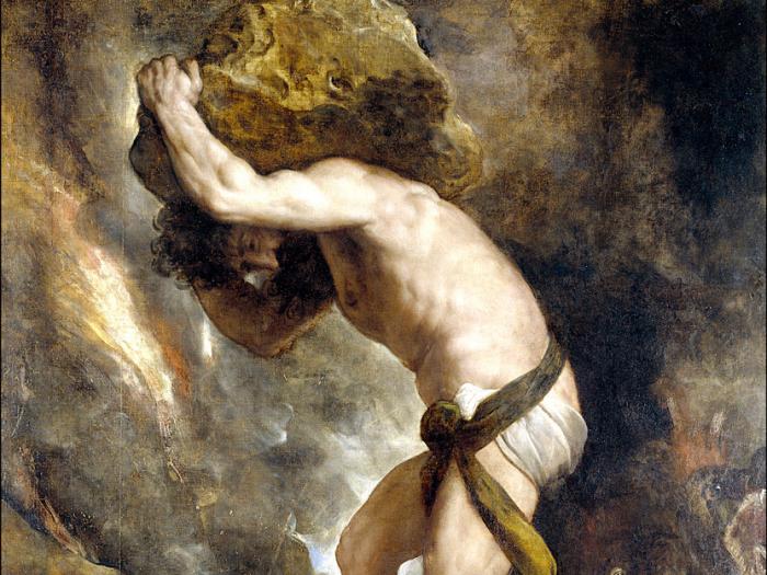 700x525 World Of The Written Word The Punishment Of The Gods - Myth Of Sisyphus Painting