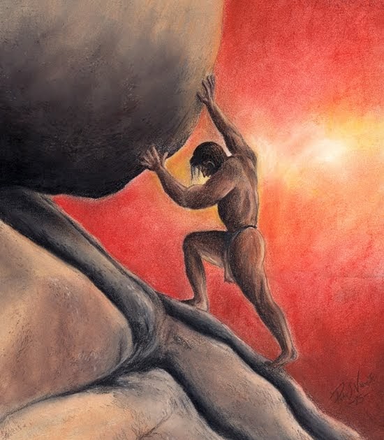 550x630 Catholic Teacher Man Sisyphus And Toys - Myth Of Sisyphus Painting