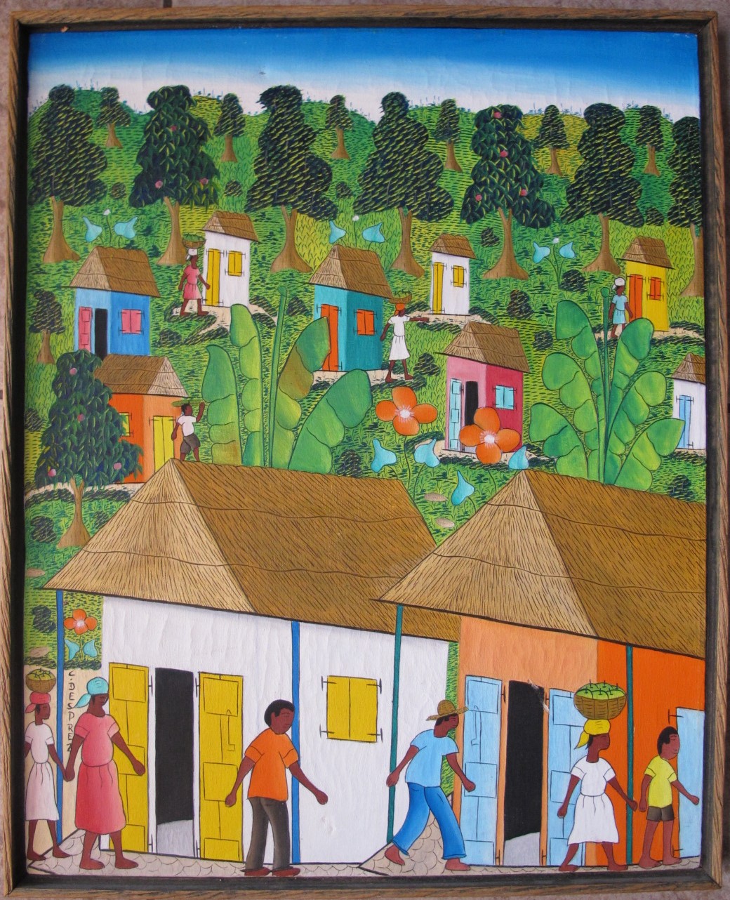 1040x1282 Original Haitian Folk Art Naif Painting By C. Desprez - Naif Painting