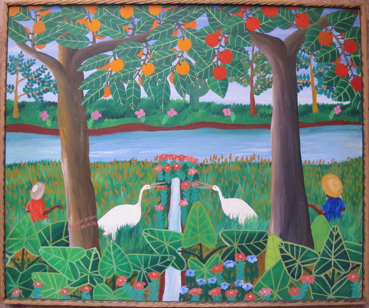 1271x1059 Original Haitian Folk Art Naif Painting By De Boisson - Naif Painting