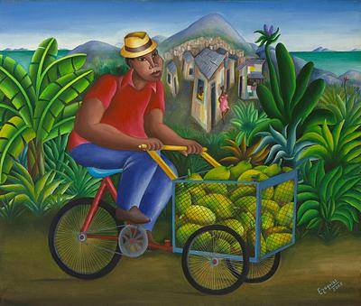 400x339 Signed Brazilian Naif Style Original Oil Painting - Naif Painting