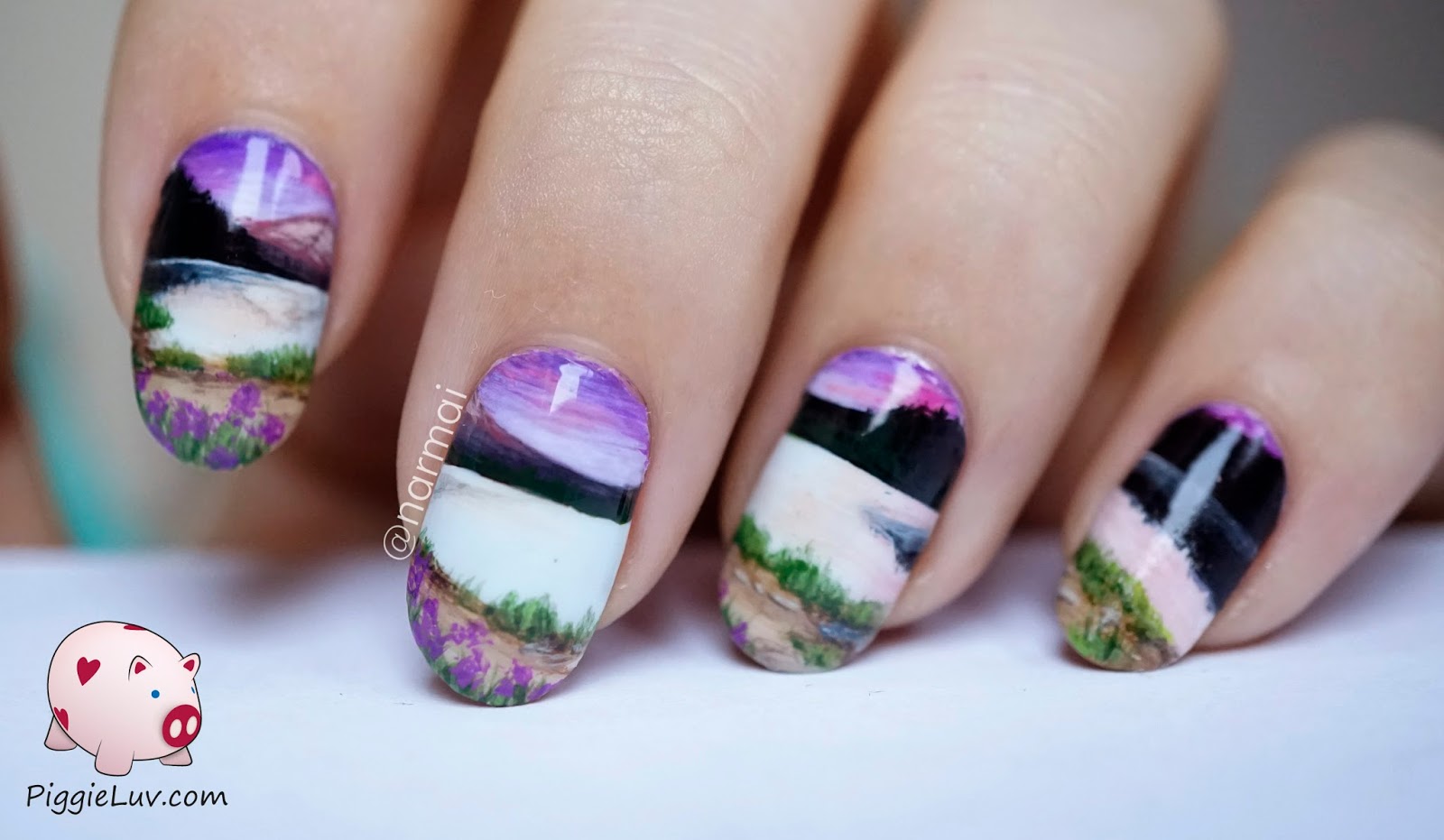 1600x931 Piggieluv Wide Open Landscape Nail Art, Miniature Painting - Nail Painting Art