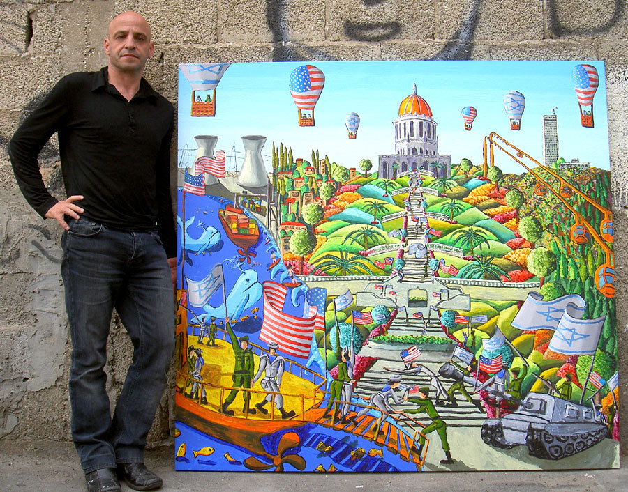 900x706 Raphael Perez Artwork Naive Painting Of Haifa City Israel Art By - Naive Painting