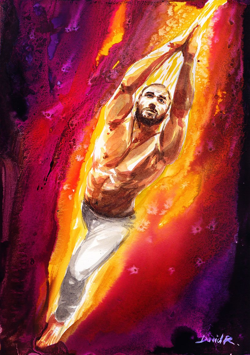 817x1159 350 Of Just Move Yoga Pose Painting David Roman Art - Namaste Painting
