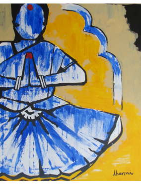 284x371 Indian Acrylic Painting Paris Based Artist Dharmi Bradley - Namaste Painting