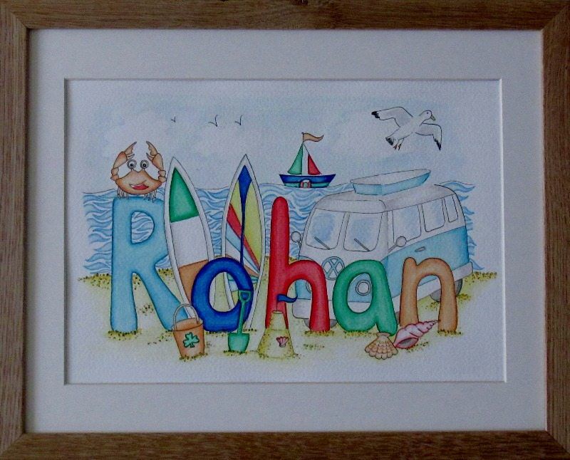 800x646 Rohan Beach Camper Van Name Painting Other Boy Designs - Name Painting