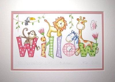400x286 Willow Jungle Name Painting Framed - Name Painting