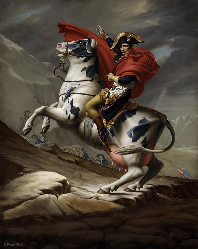 640x806 Bonaparte Riding A Cow (Part 1 Of 3) Milot - Napoleon Bonaparte Painting Original
