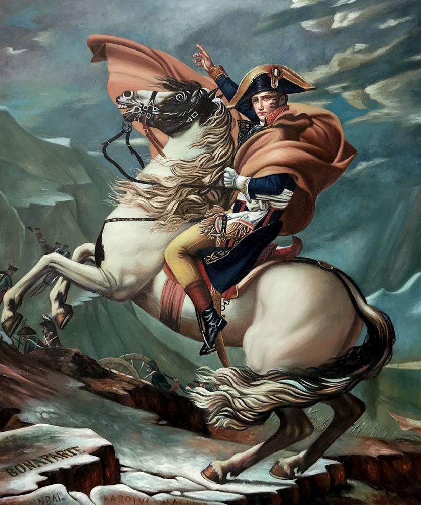 833x1000 Jacques Louis David - Napoleon Crossing The Alps Painting