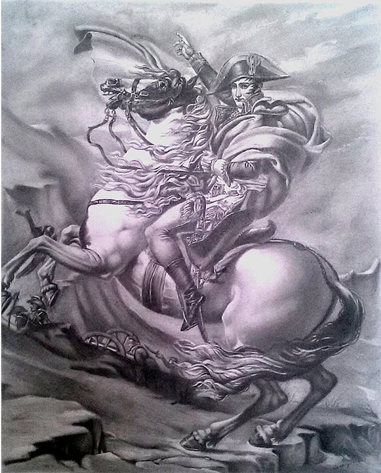 770x956 Saatchi Art Napoleon Crossing The Alps Drawing By Bill Hengen - Napoleon Crossing The Alps Painting