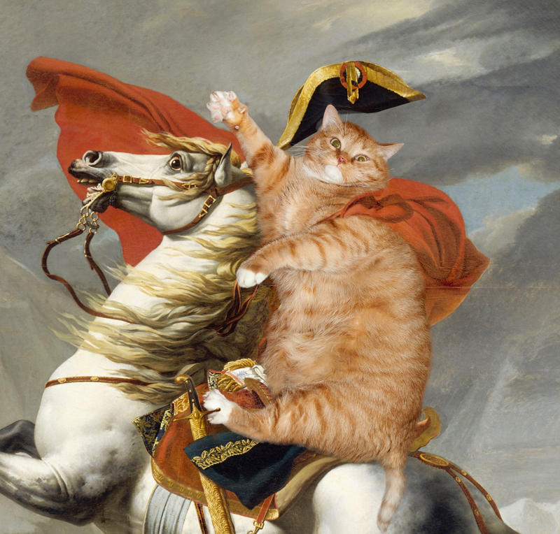 800x764 Fatcatart Great Artists' Mews Jacques Louis David, Napoleon - Napoleon Horse Painting