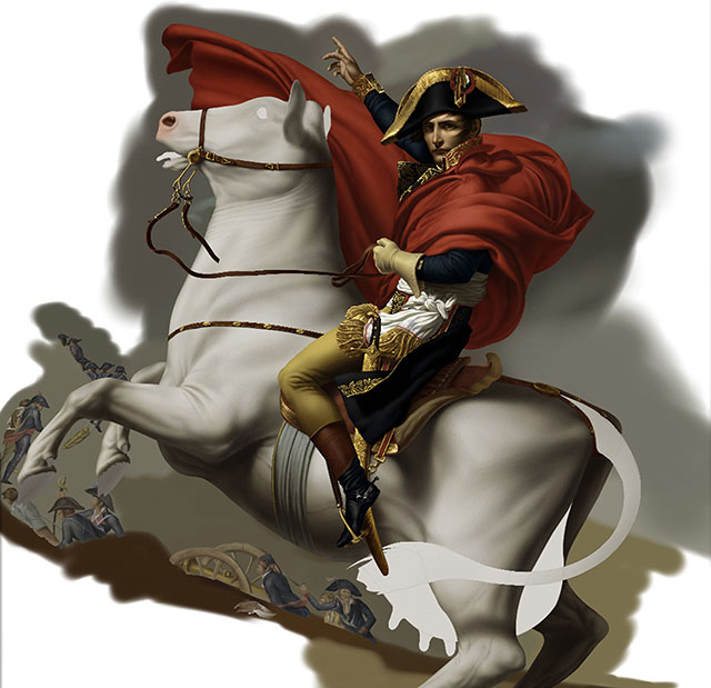 640x619 Bonaparte Riding A Cow (Part 2 Of 3) Milot - Napoleon Riding Horse Painting
