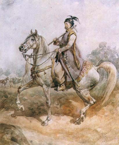 410x500 Rider With A Pickaxe, 1881, Watercolour On Paper, 27.5 X 23 Cm - Napoleon Riding Horse Painting