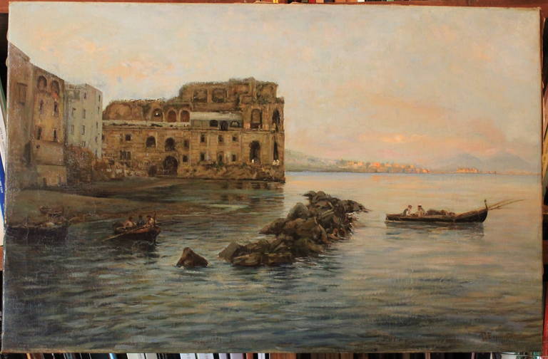 768x504 Marina Presso Il Palazzo Donn'Anna In Posillipo, Gaetano Esposito - Napoli Painting