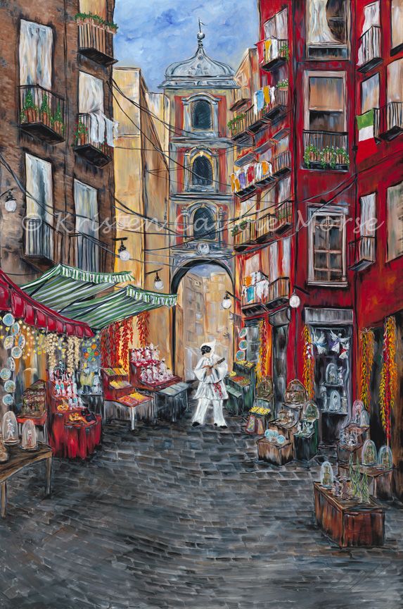 573x864 Christmas Alley Napoli Kristen Cauble Morse American Artist - Napoli Painting