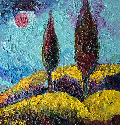 410x427 Due Cipressi Anna Napoli (Anna Napoli) - Napoli Painting